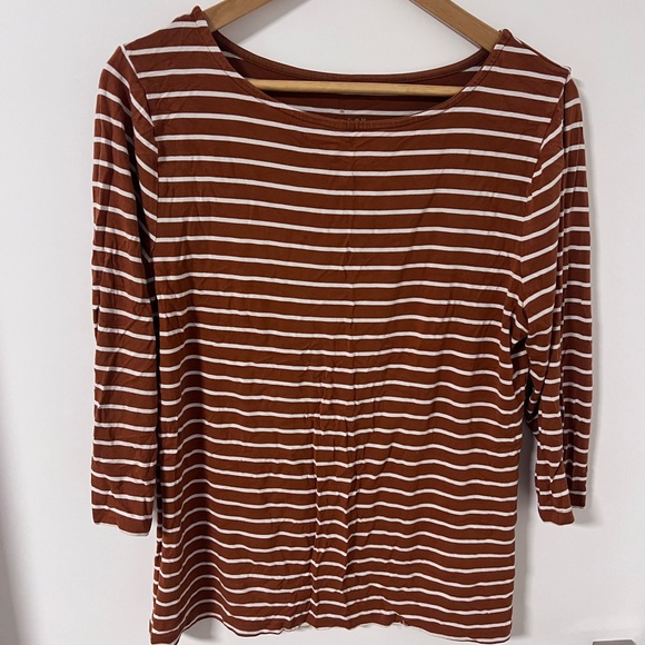 a new day Tops - A New Day Orange and White Striped Women's Top
